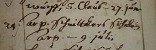 Taufbuch Golzwarden, mit Eintrag Arp Schnitger am 9.Juli 1648